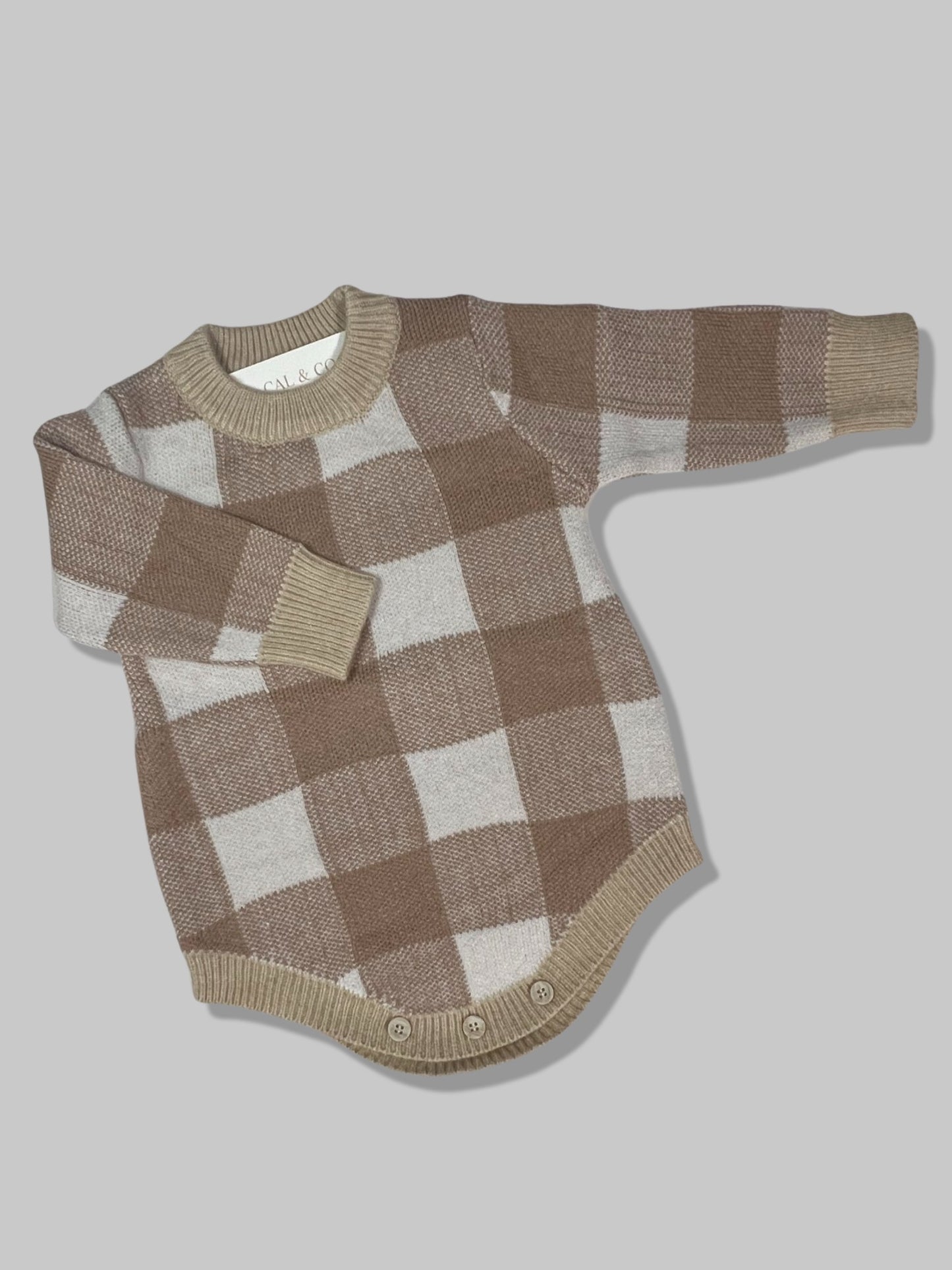 Plaid Knitted Romper