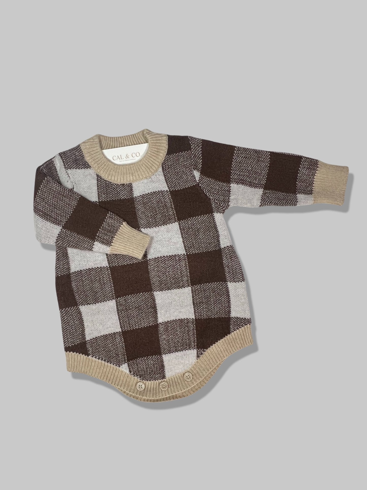 Plaid Knitted Romper