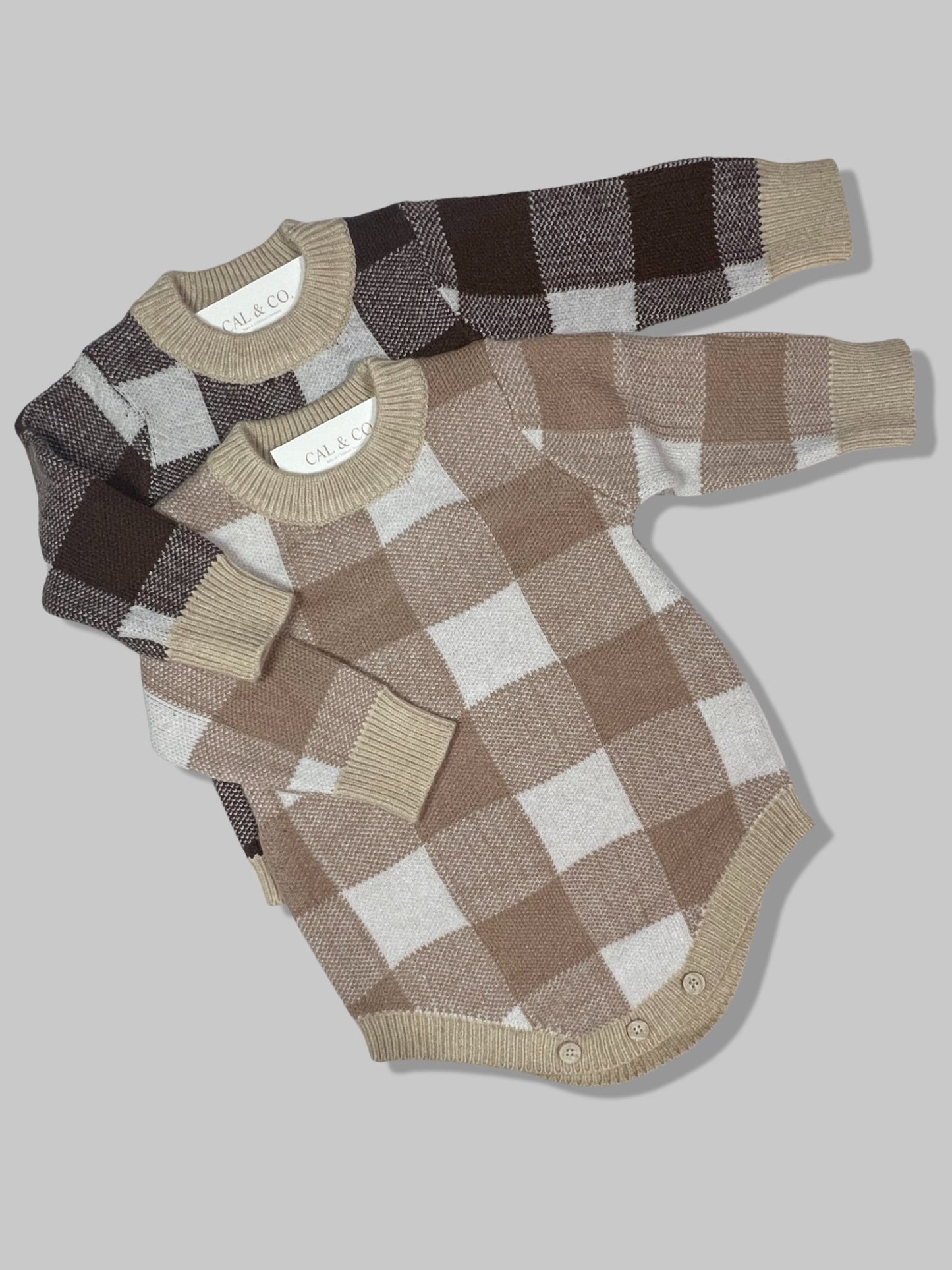 Plaid Knitted Romper