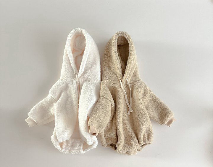 Sherpa hooded bubble romper