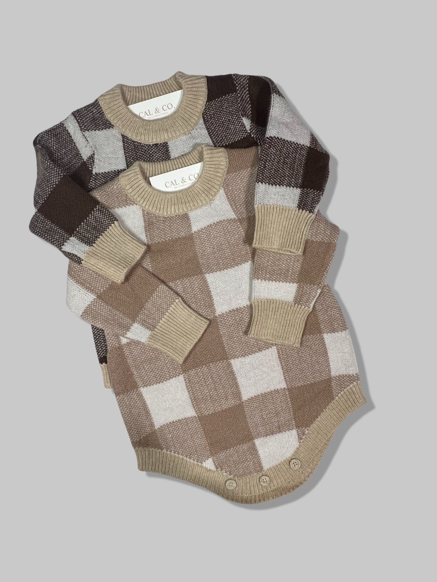 Plaid Knitted Romper