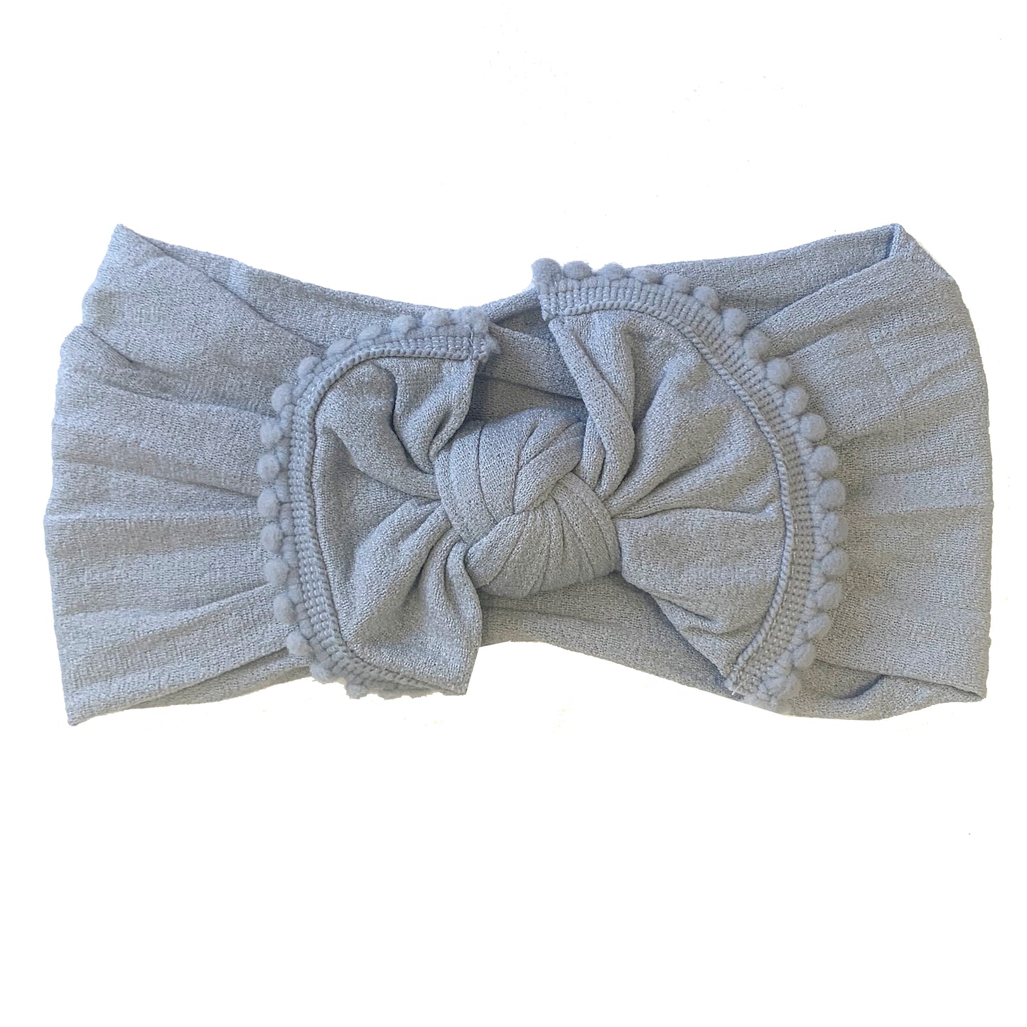 Grey Pom Pom Nylon Baby Headband